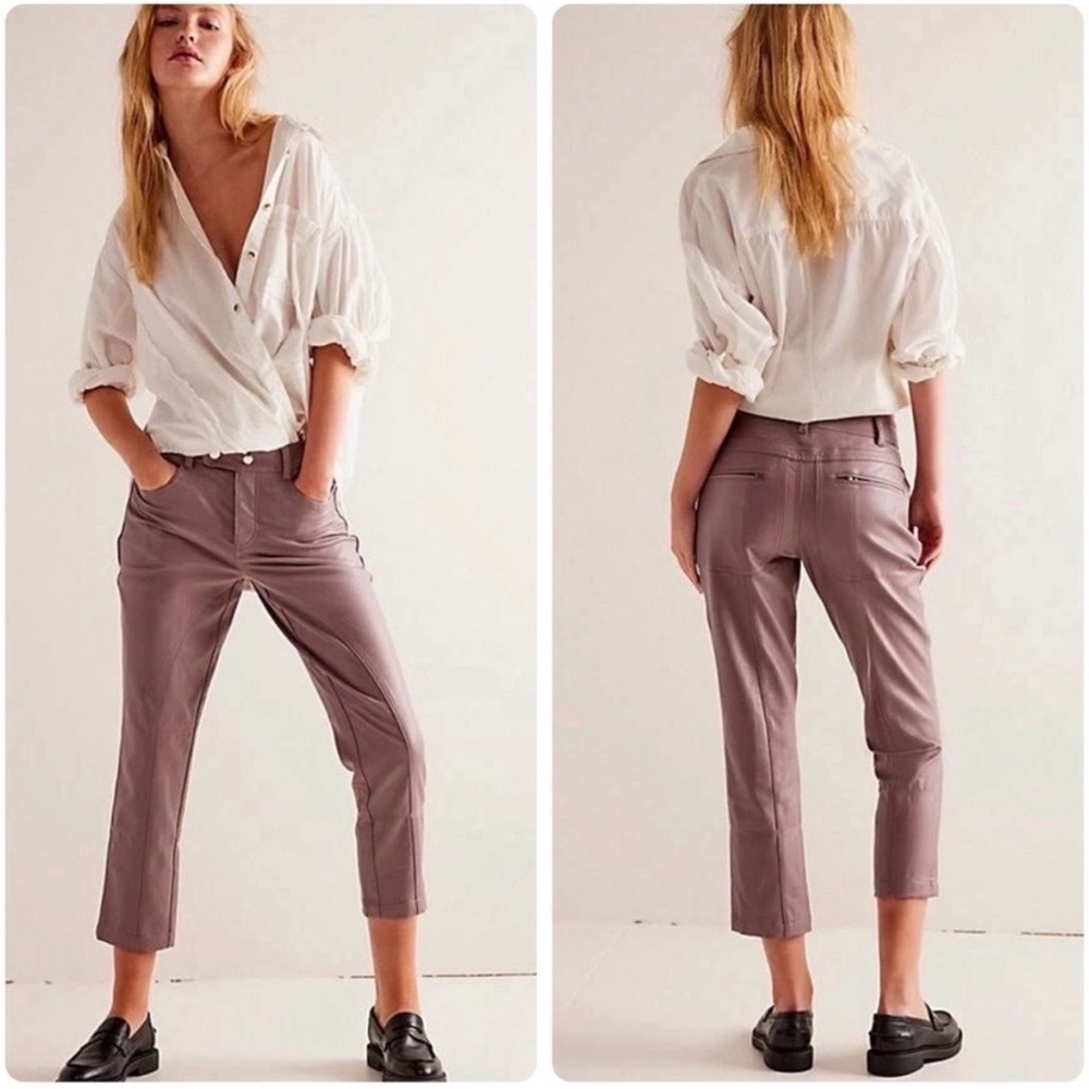 Free People Rebel Vegan Leather Cropped Pants Trousers